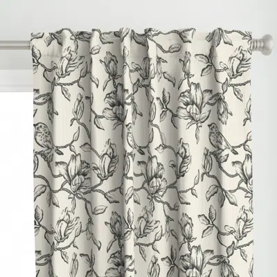 Spoonflower Sketching Floral And Bird Curtain Panel