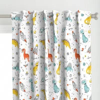 Spoonflower Sketchy Space Dinosaurs Curtain Panel