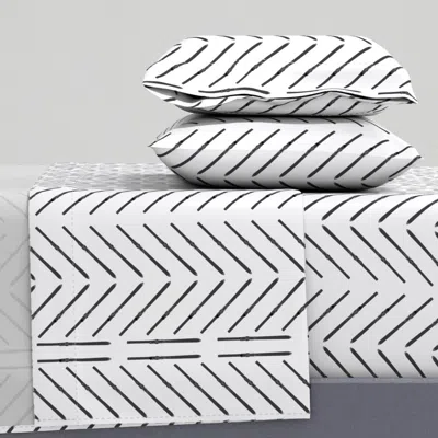 Spoonflower Ski Chevron Black On White King Sheet Set