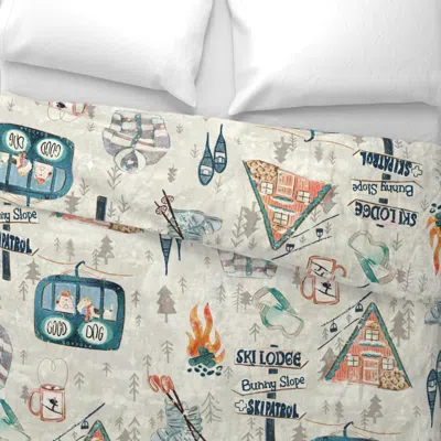 Spoonflower Ski Lodge-large Wide Cotton Sateen 3.5 oz 26" X 20" Standard Knife Edge