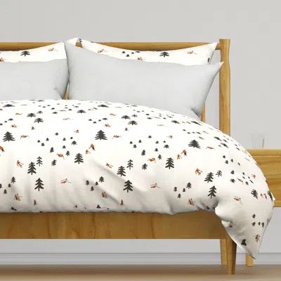Spoonflower Ski-slope-collection Ski Slope Duvet Cover In White