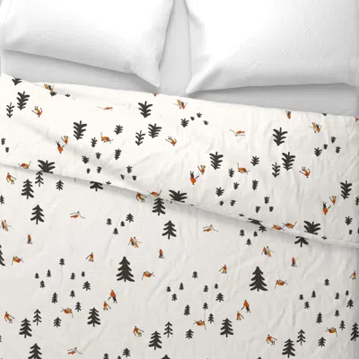 Spoonflower Ski-slope-collection Ski Slope In Cream Wide Cotton Sateen 3.5 oz 26" X 20" Standard Knife Edge