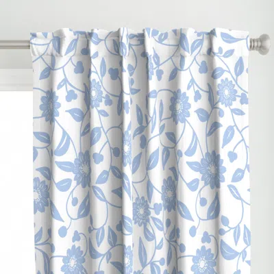 Spoonflower Sky Blue Flowers In A Curtain Panel