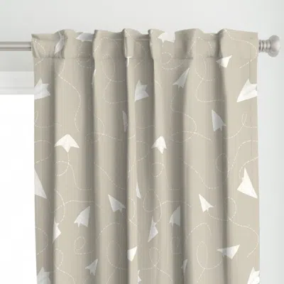 Spoonflower Sky - Paper Planes Beige Curtain Panel