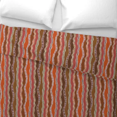 Spoonflower Small Aboriginal Stripes-orange Earth Wide Cotton Sateen 3.5 oz 26" X 20" Standard Knife Edge