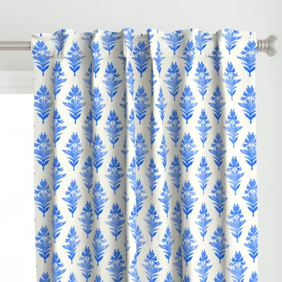 Spoonflower (small) Block Print Lotus Curtain Panel