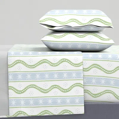 Spoonflower Small Charlie Soft Blue And Green King Sheet Set