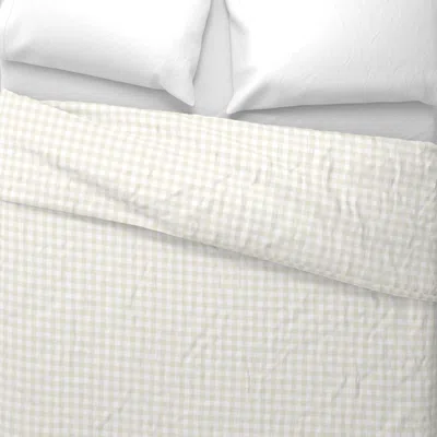 Spoonflower Small Pastels Natural Sand Tan Desert And Bright White Plaid Gingham Checks Euro Pillow