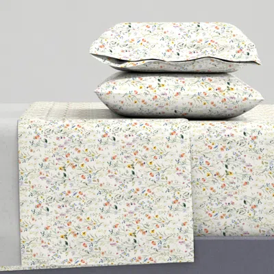 Spoonflower Small / Sunny Wildflower Meadow King Sheet Set