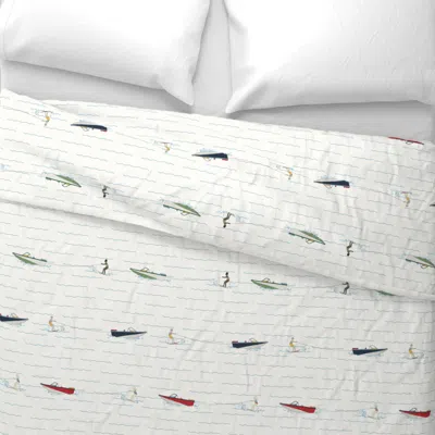Spoonflower Small Water Skiers Primary Colors Ski Boats Lake Life Red Blue Yellow King Pillow Sham
