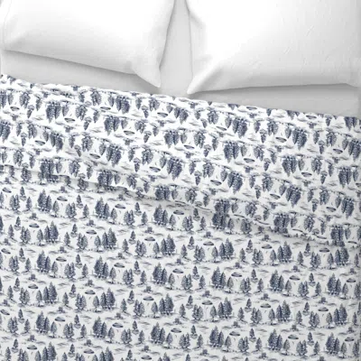 Spoonflower Small-scale Blue & White Alien Abduction Wide Cotton Sateen 3.5 oz 26" X 20" Standard Knife Edge