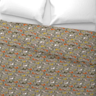 Spoonflower Snowmobiles / Vintage Snowmobile Winter Outdoors Snow Brown Euro Pillow Sham