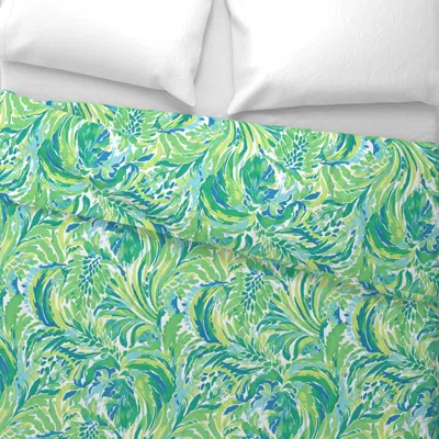 Spoonflower So Frond Of You - Lime/blueberry - Pastel Wide Cotton Sateen 3.5 oz 26" X 20" Standard Knife Edge
