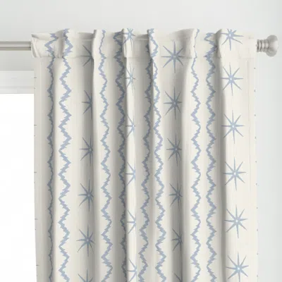 Spoonflower Soft Blue And Cream Zig Curtain Panel