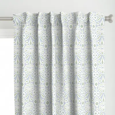 Spoonflower Soft Blue And Green Ikat Curtain Panel