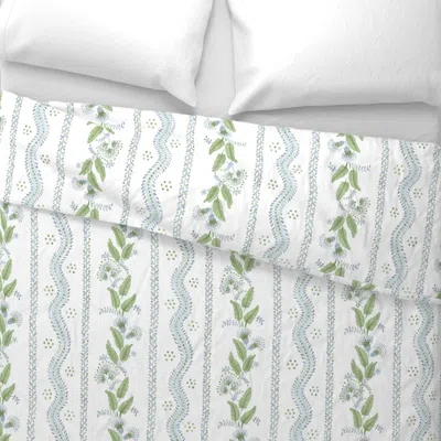 Spoonflower Soft Blue And Greens On White Wide Cotton Sateen 3.5 oz 26" X 20" Standard Knife Edge