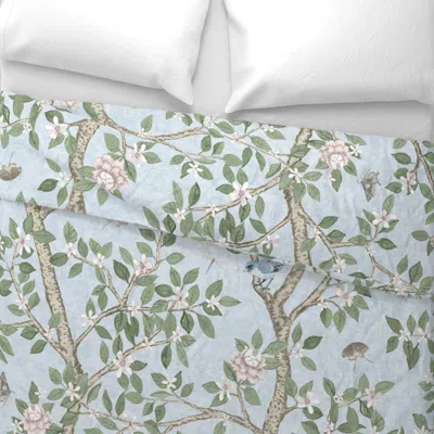 Spoonflower Soft Blue Elsie's Garden Wide Cotton Sateen 3.5 oz 26" X 20" Standard Knife Edge