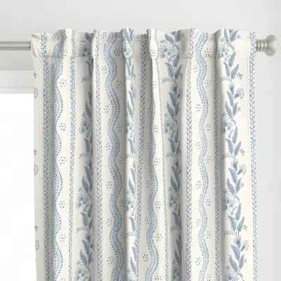 Spoonflower Soft Blue On Cream Curtain Panel