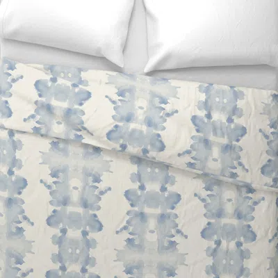 Spoonflower Soft Blue On Cream Double Inkblot Wide Cotton Sateen 3.5 oz 26" X 20" Standard Knife Edge