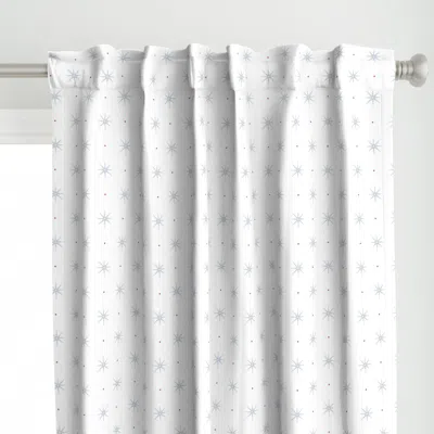 Spoonflower Soft Blue Stars With Red Curtain Panel
