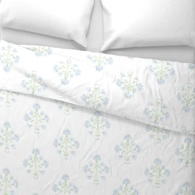 Spoonflower Soft Blues And Greens Annie Wide Cotton Sateen 3.5 oz 26" X 20" Standard Knife Edge
