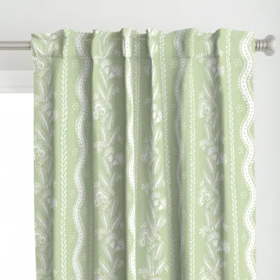 Spoonflower Soft Green Emma Stripe Curtain Panel
