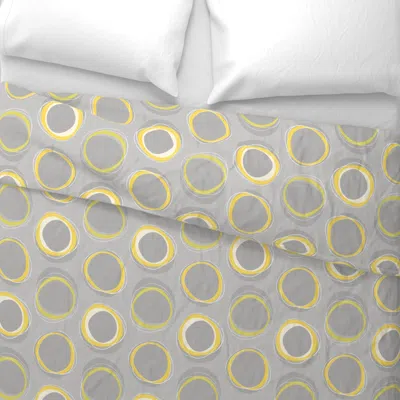 Spoonflower Solar Eclipse Mcmodern Yellow Wide Cotton Sateen 3.5 oz 26" X 20" Standard Knife Edge In Multi