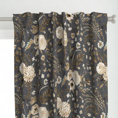 Spoonflower Sonetto Floral (brown) Curtain Panel