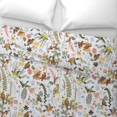 Spoonflower Song Bird Garden Blue Wide Cotton Sateen 3.5 oz 26" X 20" Standard Knife Edge