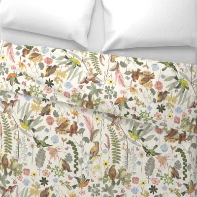Spoonflower Song Bird Garden Whimsical Wonderland Wide Cotton Sateen 3.5 oz 26" X 20" Standard Knife Edge