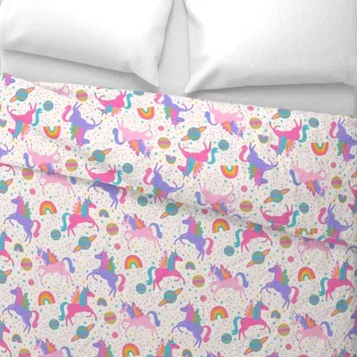 Spoonflower Space Unicorn - Neon Rainbow Wide Cotton Sateen 3.5 oz 26" X 20" Standard Knife Edge