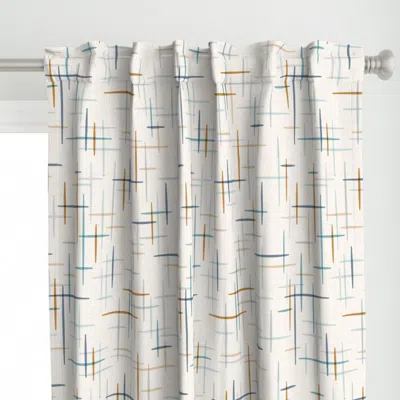 Spoonflower Spatial Blue Aqua Orange Curtain Panel