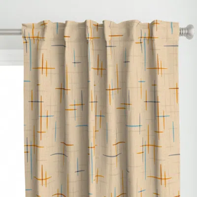 Spoonflower Spatial Orange Turquoise Curtain Panel
