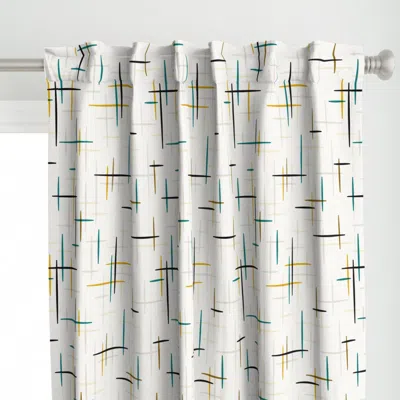 Spoonflower Spatial Teal Black Gold Curtain Panel