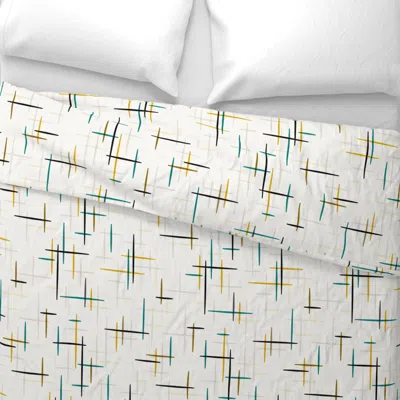 Spoonflower Spatial Teal Black Gold Wide Cotton Sateen 3.5 oz 26" X 20" Standard Knife Edge