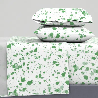 Spoonflower Splat In Grass Queen Sheet Set In Green