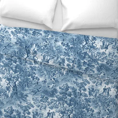 Spoonflower Sporting Hunt Scene Equestrian Blues Wide Cotton Sateen 3.5 oz 26" X 20" Standard Knife Edge