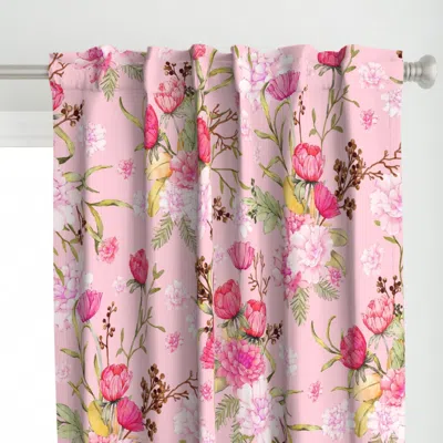 Spoonflower Spring Botanical Blush Curtain Panel