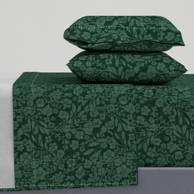 Spoonflower Spring Cottage Floral In Deep Emerald French Country Garden Interiors /m Queen Sheet Set
