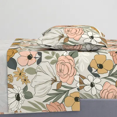 Spoonflower Spring Reverie Boho Floral 24 Inch Twin Sheet Set