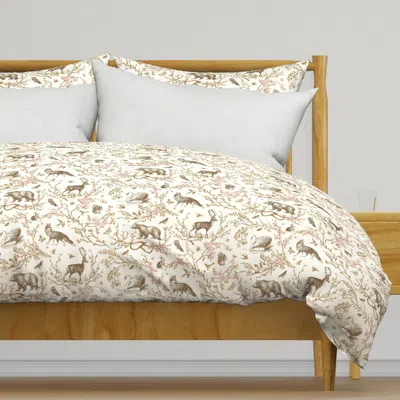 Spoonflower Spring Woodland Toile (sepia Duvet Cover