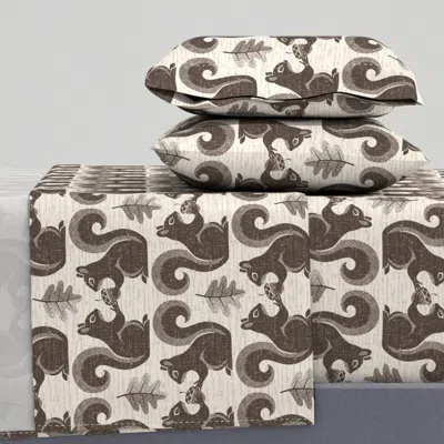 Spoonflower Squirrels Sharing Acorns Full Sheet Set