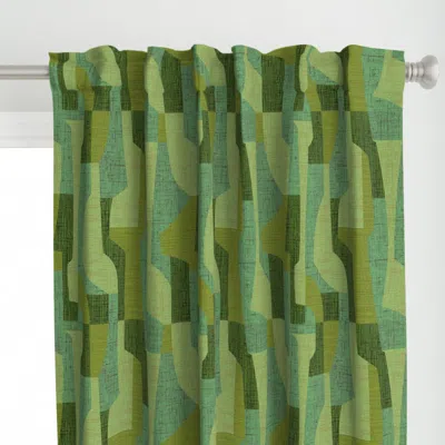 Spoonflower Staggered Mcm Green Curtain Panel