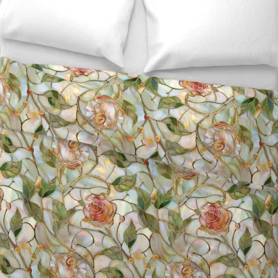 Spoonflower Stained Glass Pink Roses King Pillow Sham