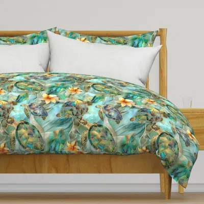 Spoonflower Stained Glass Sea Turtles And Duvet Cover