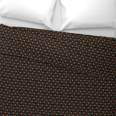 Spoonflower Star Triangles - Red Gold Blue Mini Euro Pillow Sham