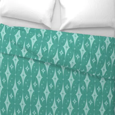 Spoonflower Starbursts And Diamonds In Aquamarine Wide Cotton Sateen 3.5 oz 26" X 20" Standard Knife Edge