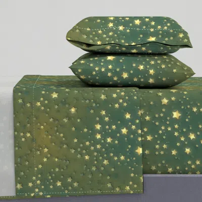 Spoonflower Starlights On Water Queen Sheet Set In Green