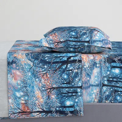 Spoonflower Starlit Snowscape - Blue Afternoon Twin Xl Sheet Set