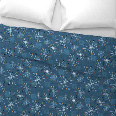 Spoonflower Stars And Clocks Classic Blue King Pillow Sham